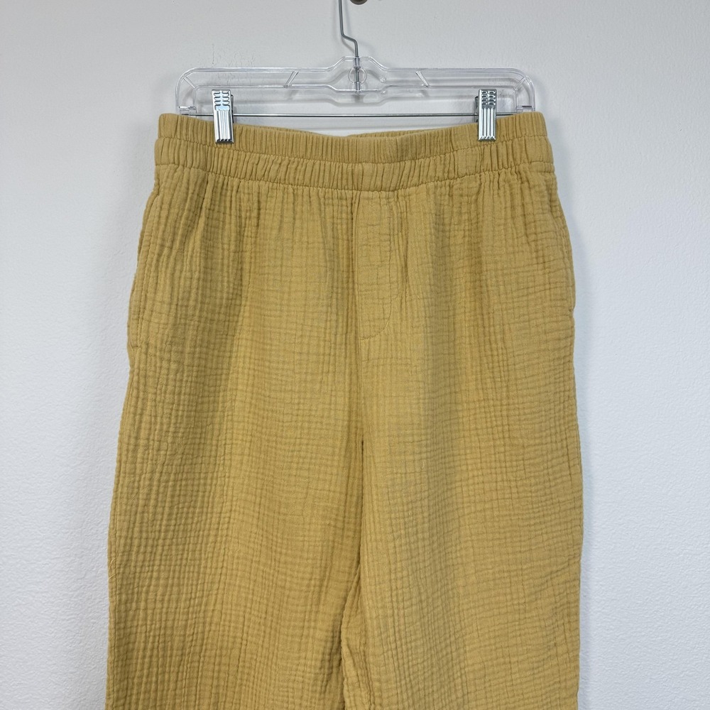 Madewell Pants Women's Medium Yellow Cotton Gauze Pull On Relaxed Cropped SU21 - Picture 2 of 15